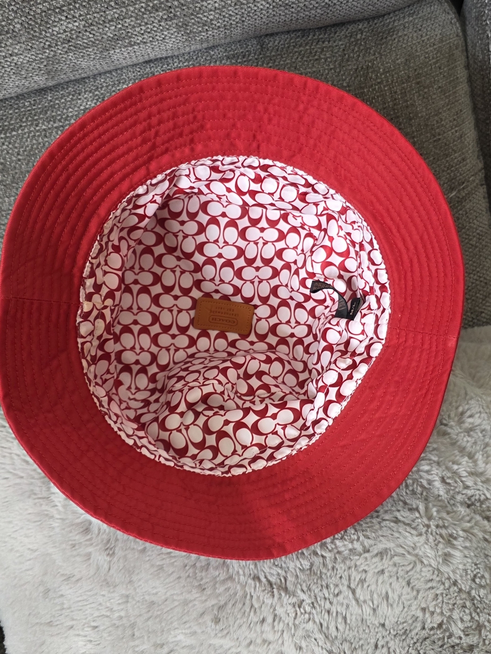 Coach Red Logo-Print Reversible Bucket Hat